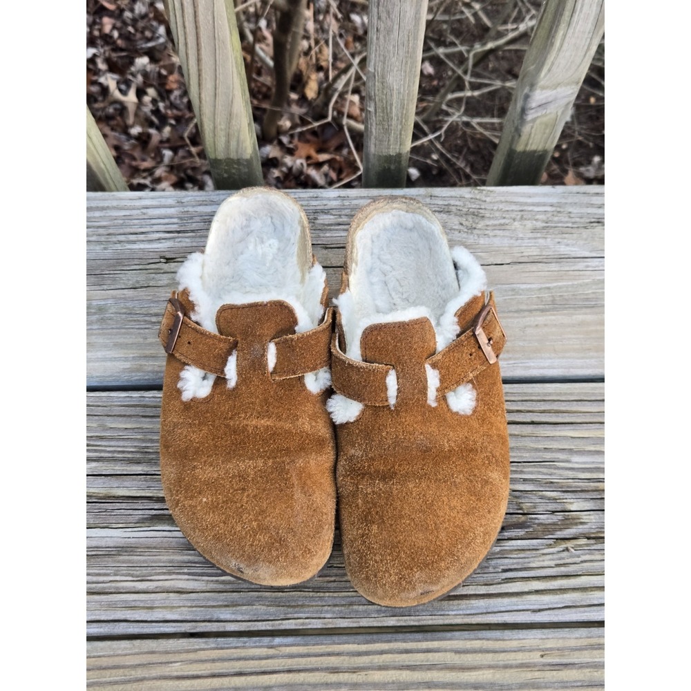 Birkenstock Shearling Boston Suede Leather Clogs‎ Shoes 38 / L7 M5 Mink